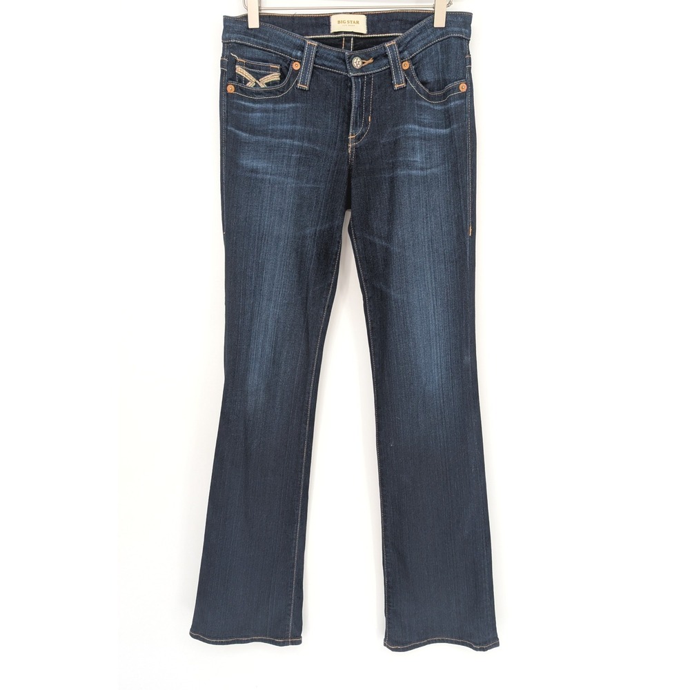 Big Star Liv Boot Jeans Womens 28L Dark Wash Low Rise Embroidered Bootcut Y2K